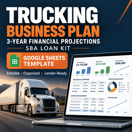 Trucking Business Startup Kit - Business Plan & 3-Year Financial Projections
